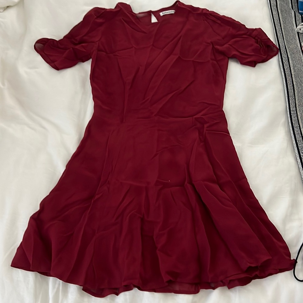 Red reformation fit-n-flare Mini Dress